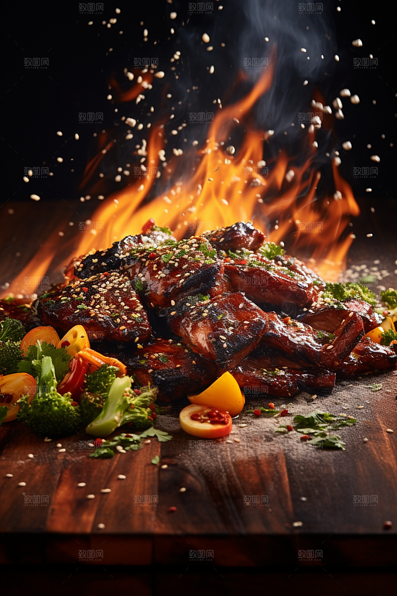BBQ烧烤美食肉食摄影图
