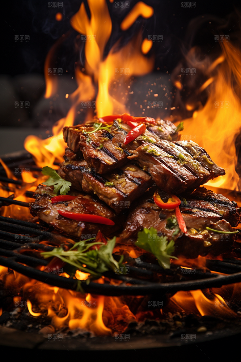 BBQ烧烤火辣广告摄影图