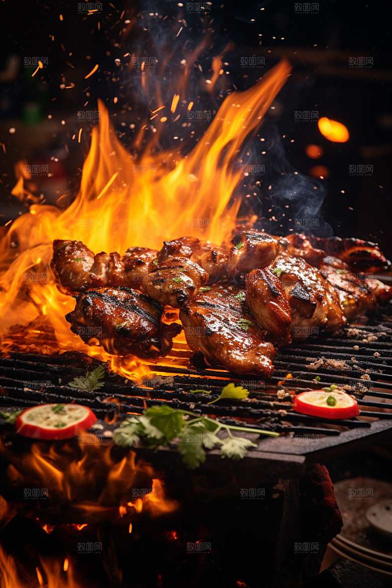 BBQ烧烤聚餐聚会摄影图