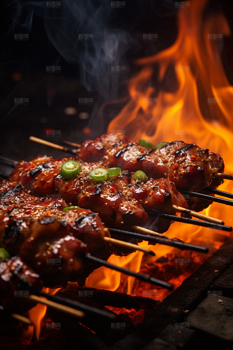 BBQ烧烤肉串高清摄影图