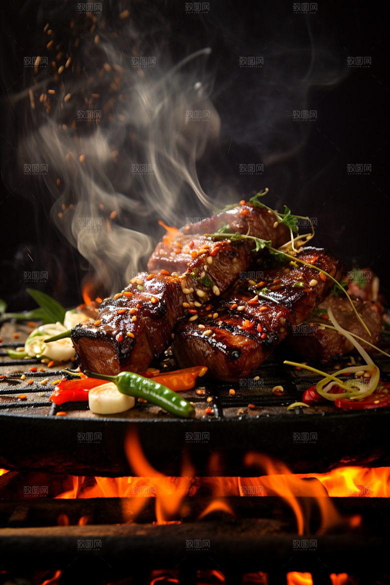 BBQ烧烤烤串聚会摄影图