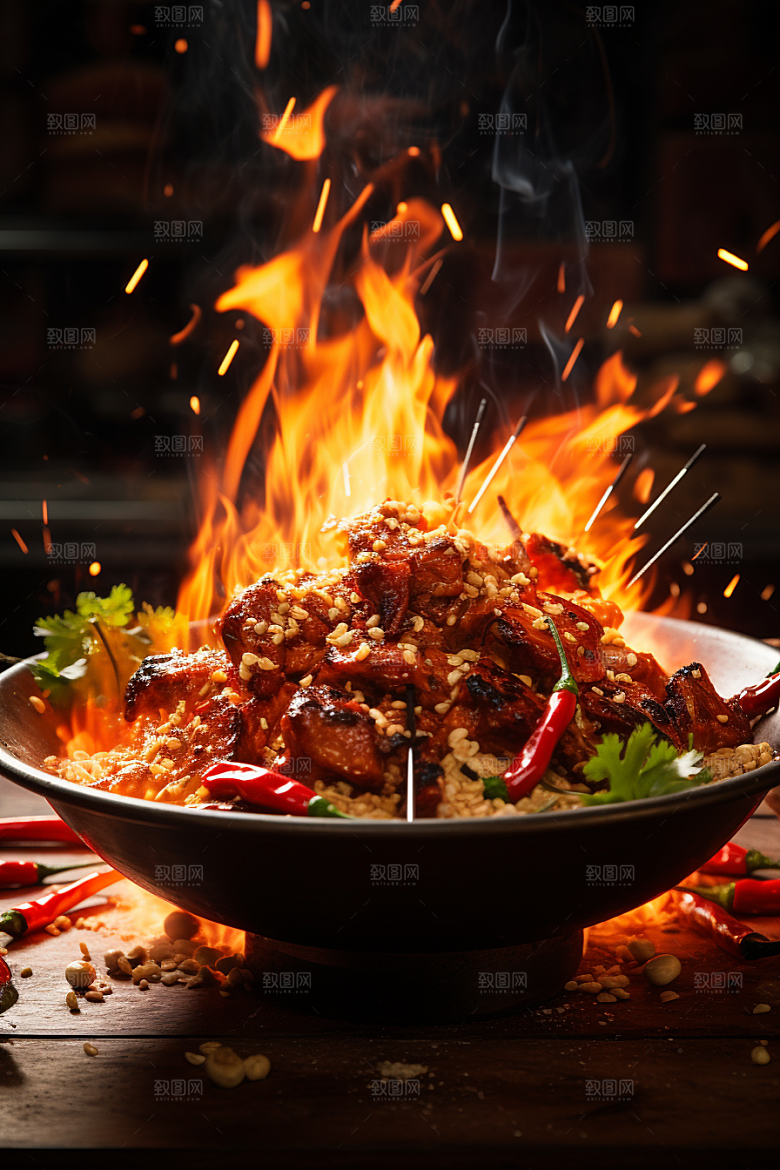 BBQ烧烤肉类聚餐摄影图