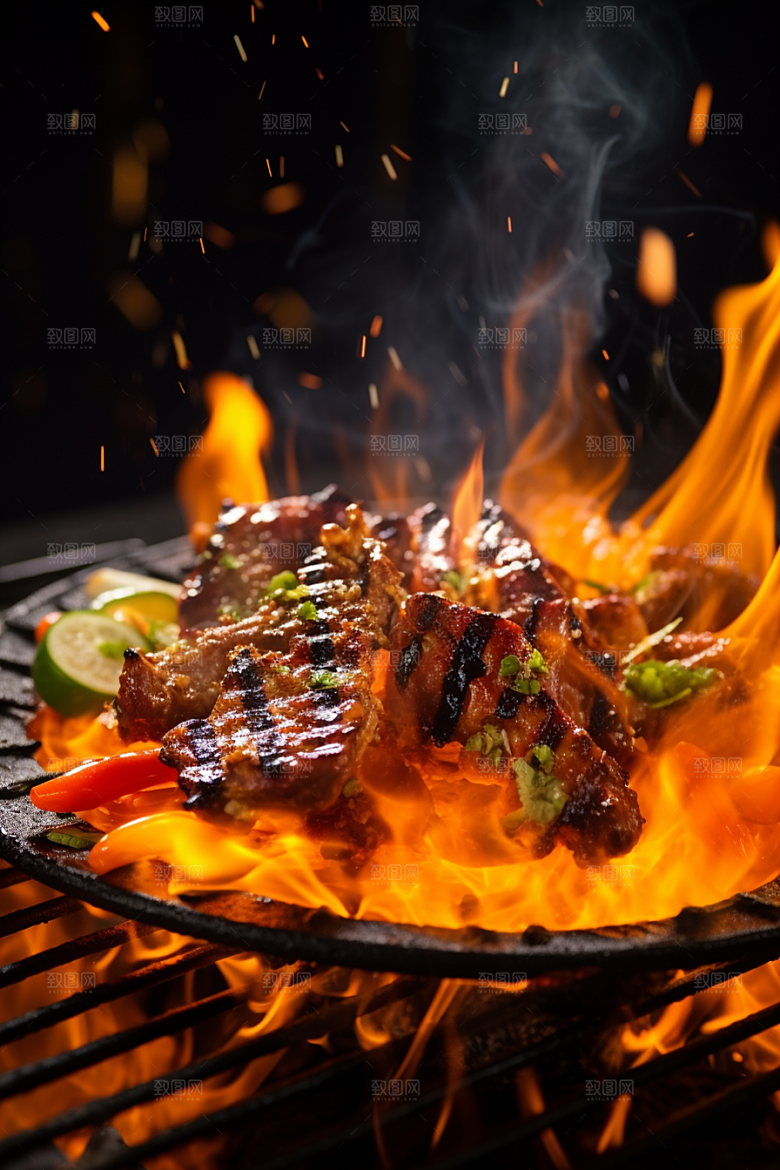 BBQ烧烤火辣火热摄影图