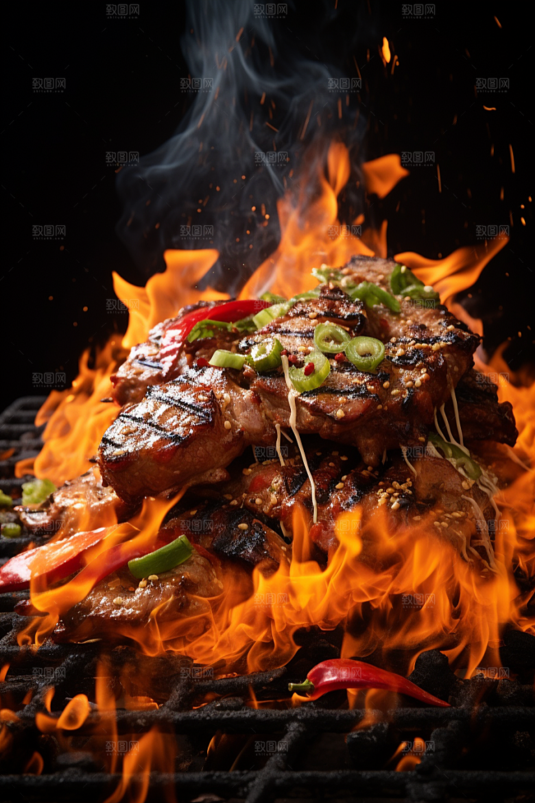 BBQ烧烤火辣美味摄影图