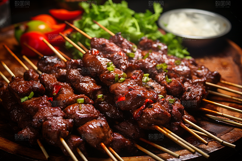 BBQ烧烤肉串聚会摄影图