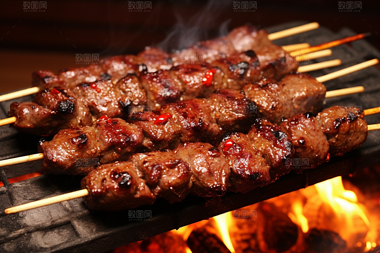 BBQ烧烤美食肉串摄影图