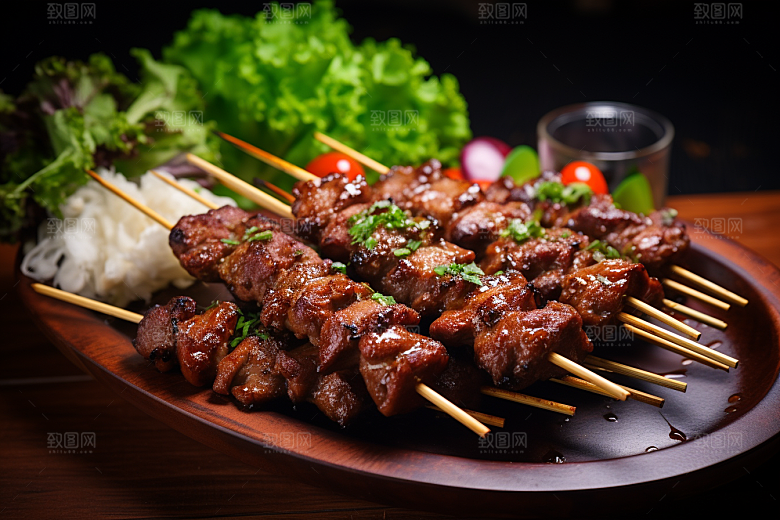 BBQ烧烤肉串高清摄影图