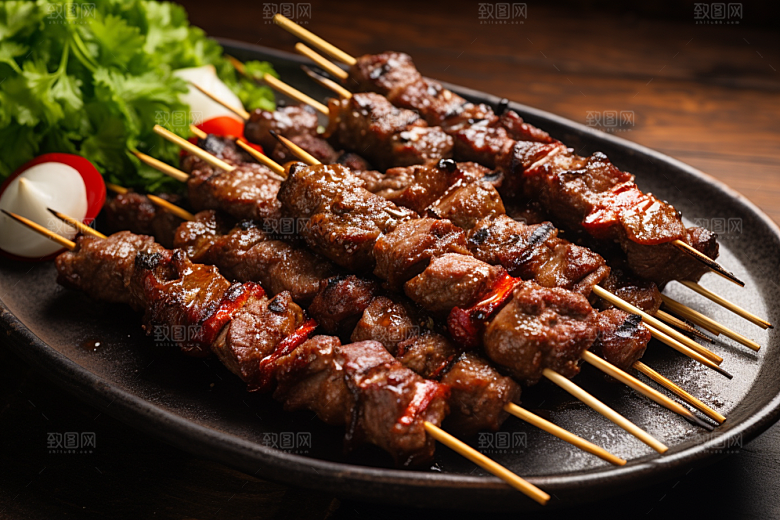 BBQ烧烤肉串聚会摄影图