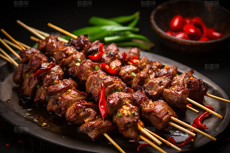 BBQ烧烤聚餐烤串摄影图