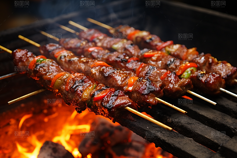 BBQ烧烤肉串美食摄影图