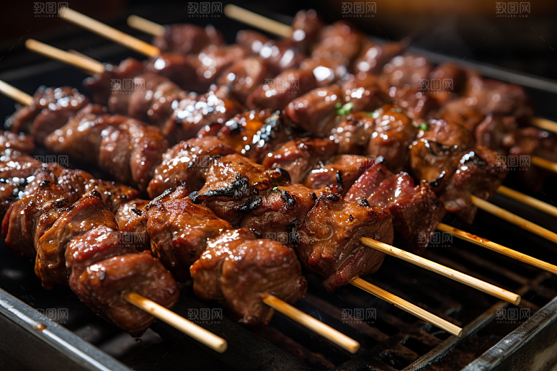 BBQ烧烤肉食火热摄影图