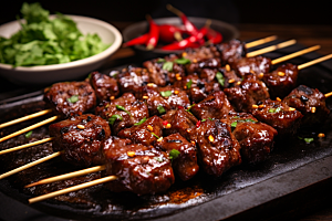 BBQ烧烤聚餐肉串摄影图