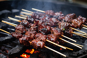 BBQ烧烤火辣肉类摄影图