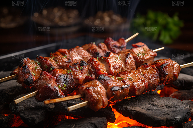 BBQ烧烤肉食聚餐摄影图