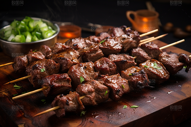 BBQ烧烤肉串美味摄影图