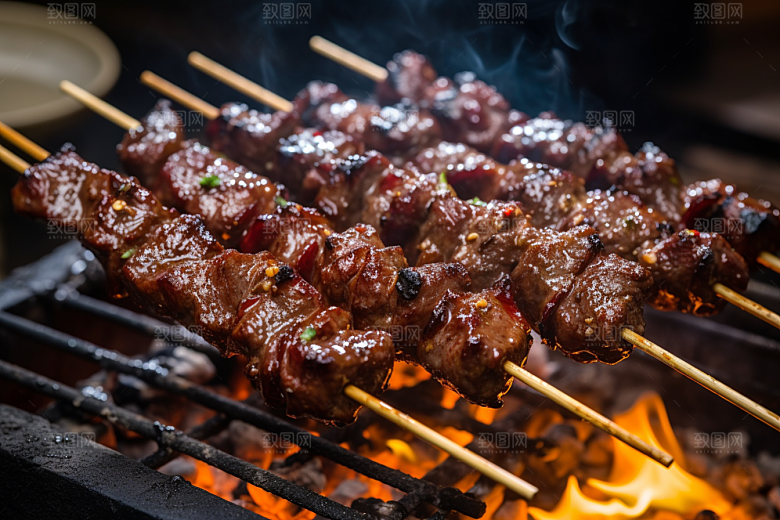 BBQ烧烤聚会美食摄影图