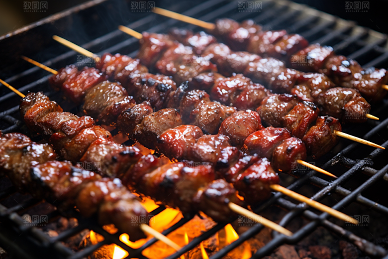 BBQ烧烤美食火热摄影图