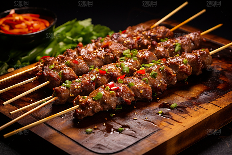 BBQ烧烤肉串肉食摄影图