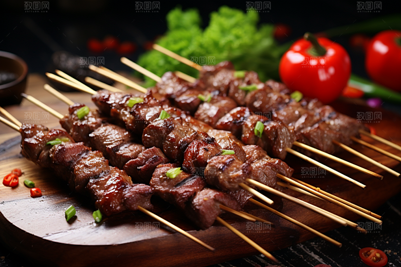 BBQ烧烤火辣烤串摄影图