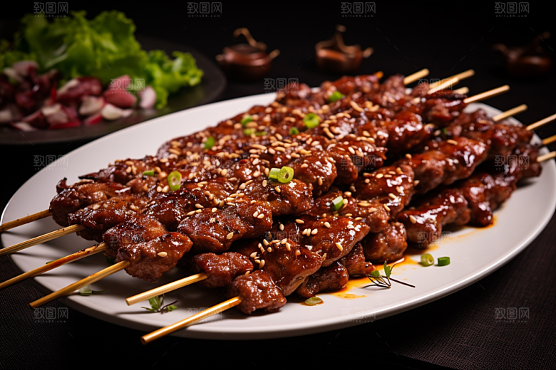 BBQ烧烤肉串美味摄影图