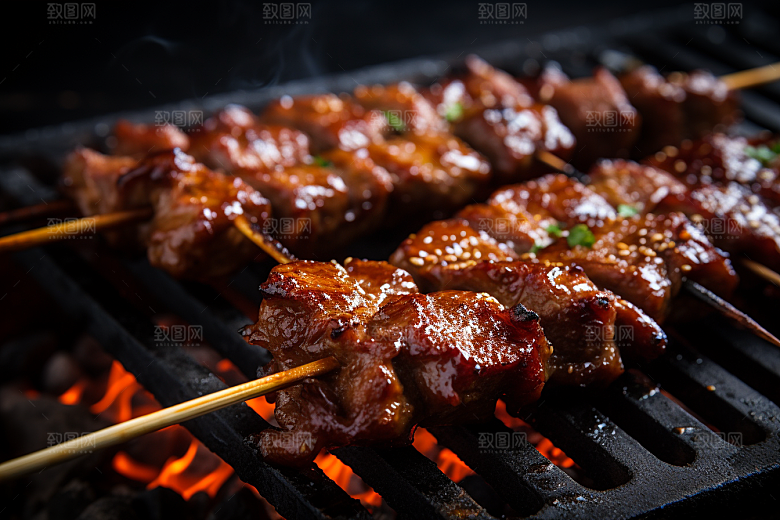 BBQ烧烤烤串高清摄影图