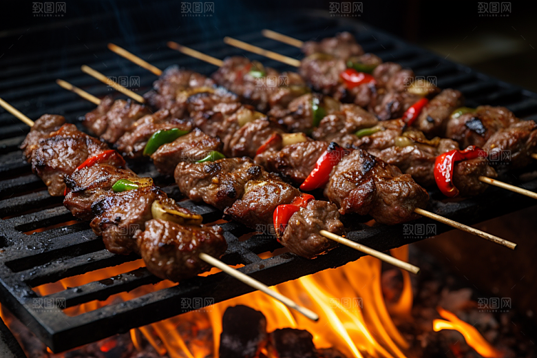 BBQ烧烤肉类火热摄影图