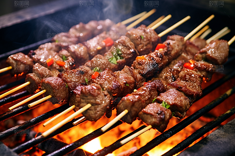 BBQ烧烤美食烤串摄影图