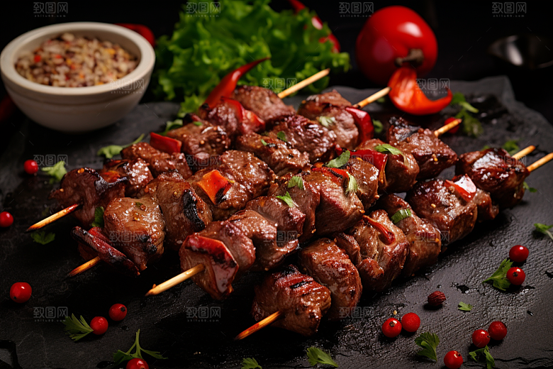 BBQ烧烤肉串高清摄影图