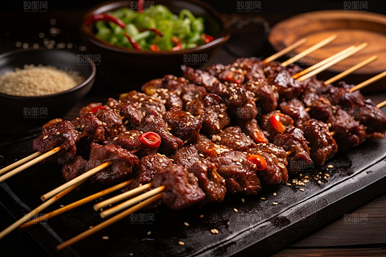 BBQ烧烤美食火热摄影图