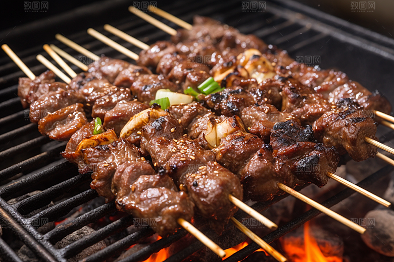 BBQ烧烤烤串肉串摄影图