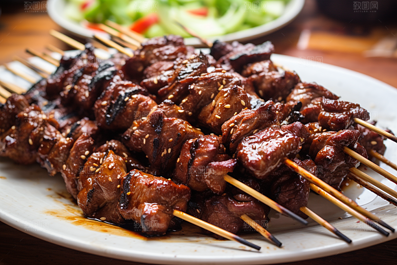 BBQ烧烤肉食火热摄影图