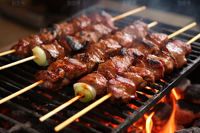 BBQ烧烤肉串美食摄影图
