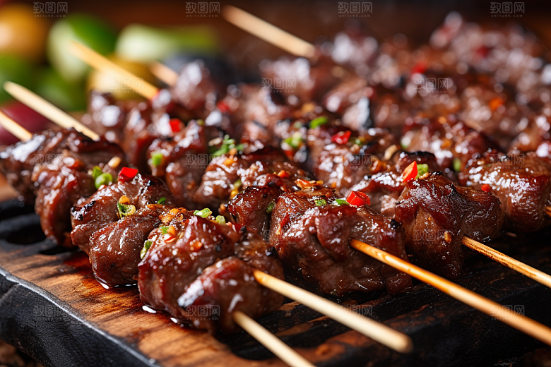 BBQ烧烤肉食火辣摄影图