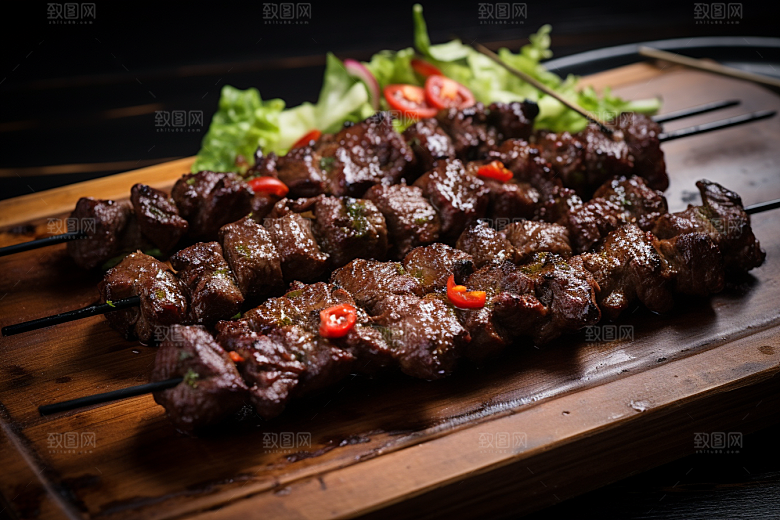 BBQ烧烤肉串火辣摄影图
