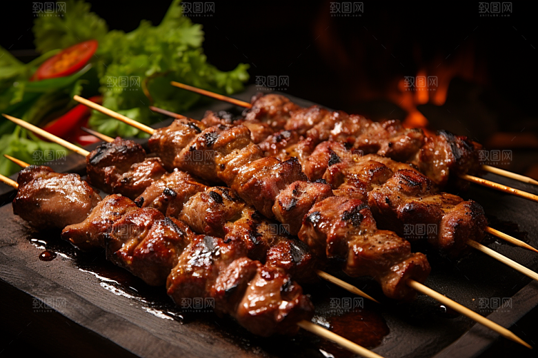 BBQ烧烤肉食火热摄影图