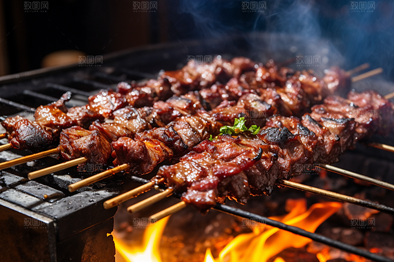 BBQ烧烤肉串广告摄影图