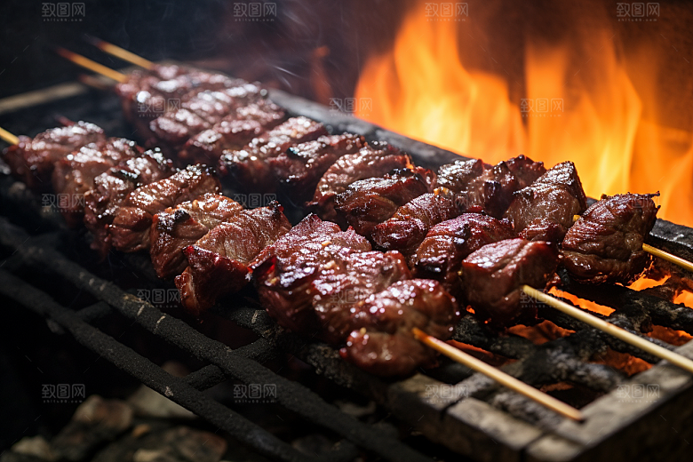 BBQ烧烤聚餐肉类摄影图