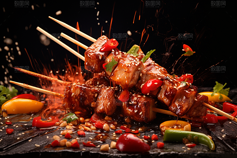 BBQ烧烤聚餐美食摄影图