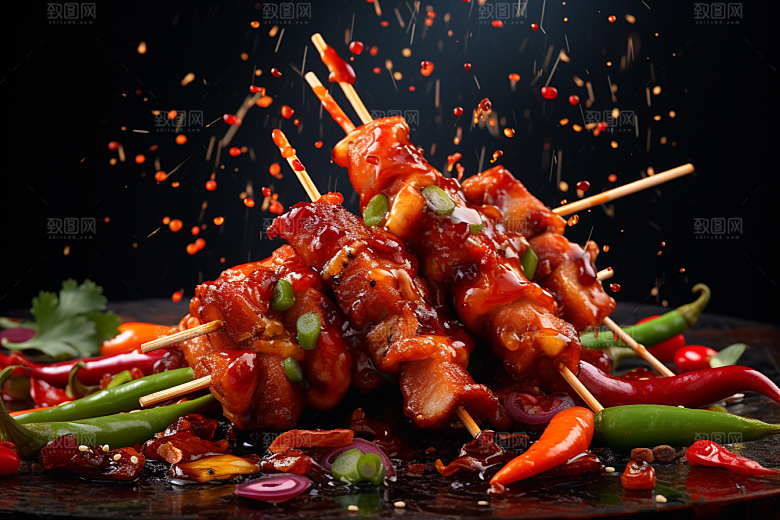 BBQ烧烤火热烤串摄影图