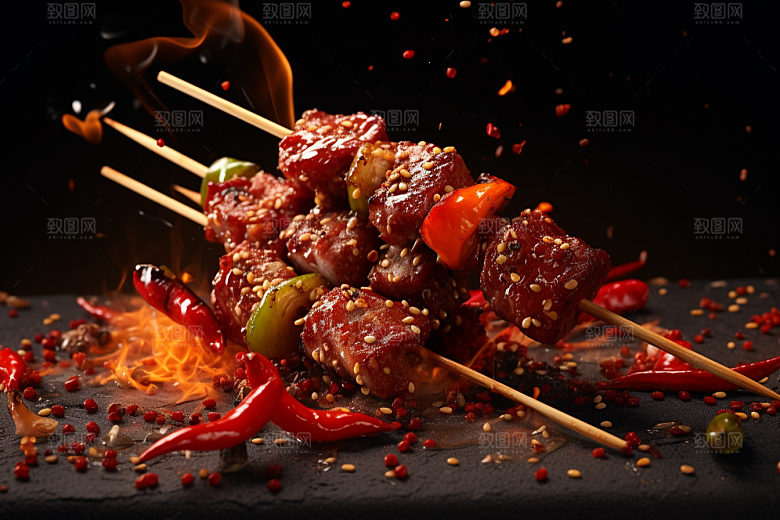 BBQ烧烤肉类美味摄影图