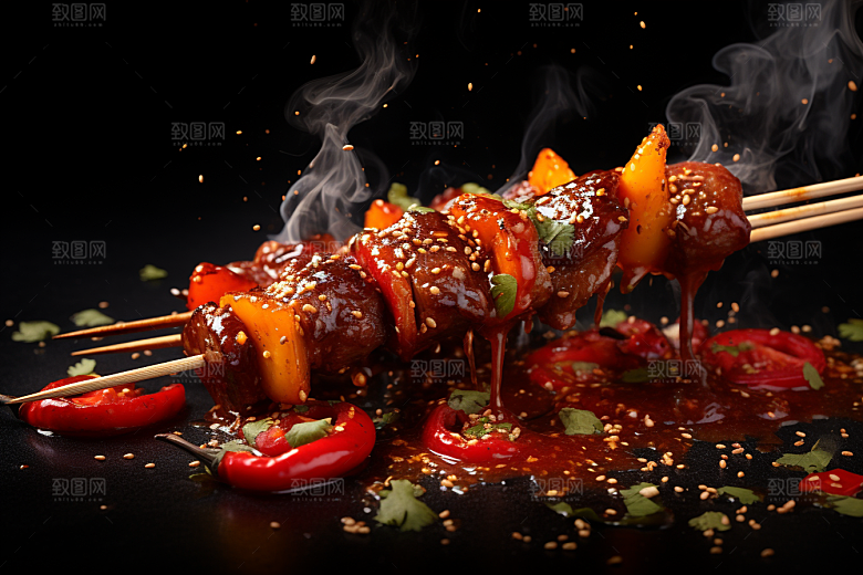 BBQ烧烤肉串聚会摄影图