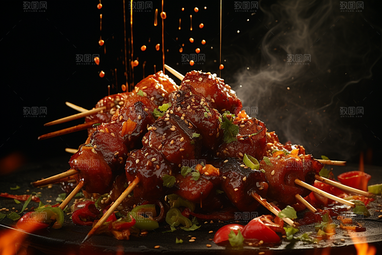 BBQ烧烤烤串聚会摄影图