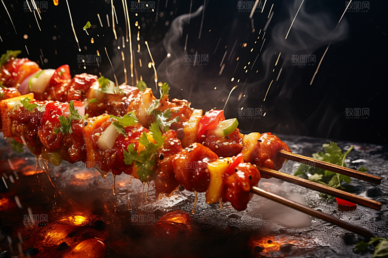 BBQ烧烤聚会烤串摄影图