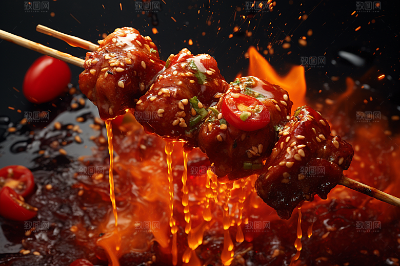 BBQ烧烤烤串聚餐摄影图