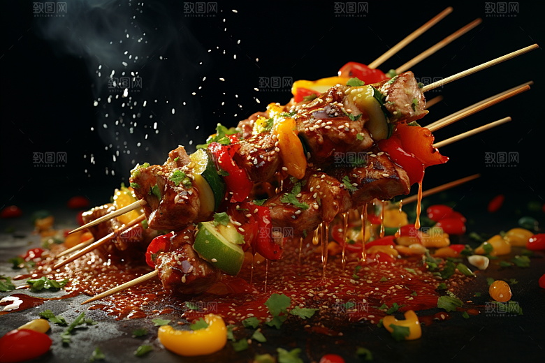 BBQ烧烤聚餐火辣摄影图