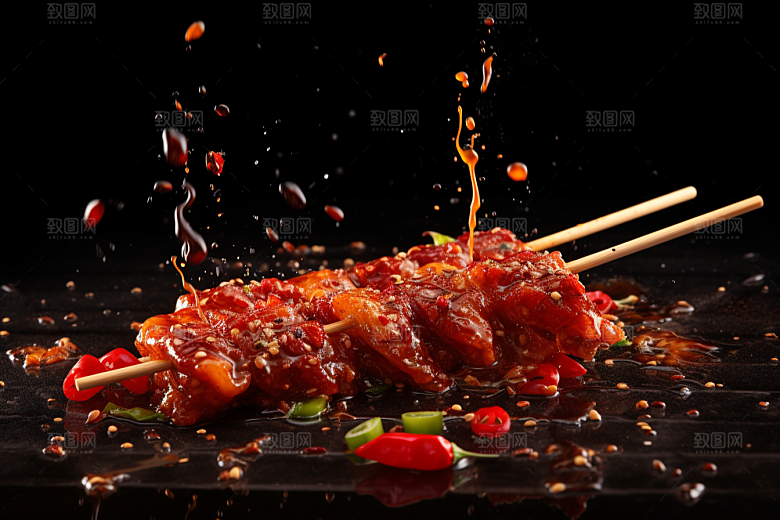 BBQ烧烤火热烤串摄影图