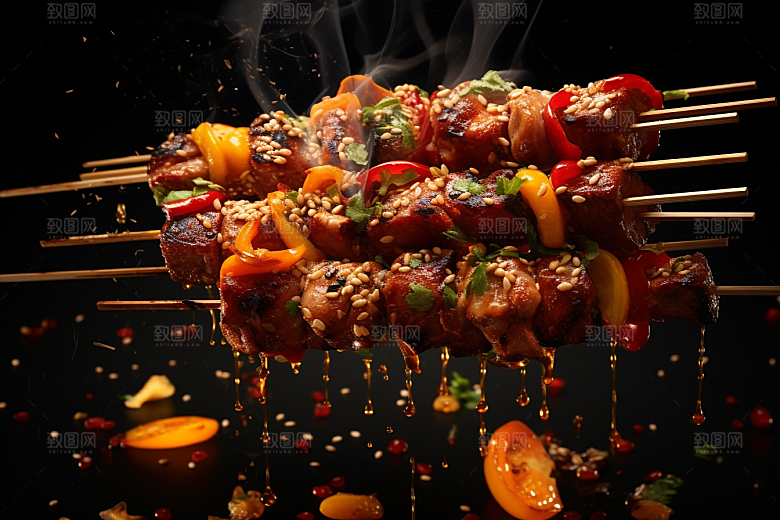 BBQ烧烤火热肉食摄影图