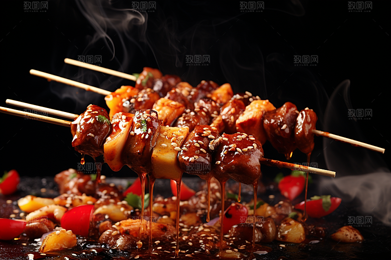 BBQ烧烤肉类聚餐摄影图