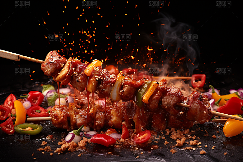BBQ烧烤聚会烤串摄影图