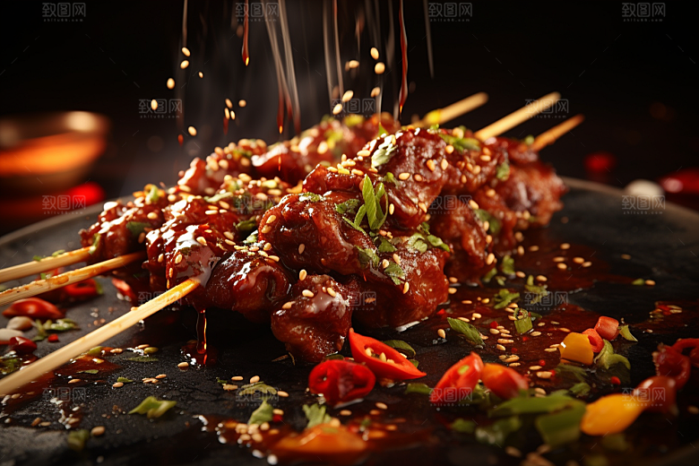 BBQ烧烤火辣聚餐摄影图